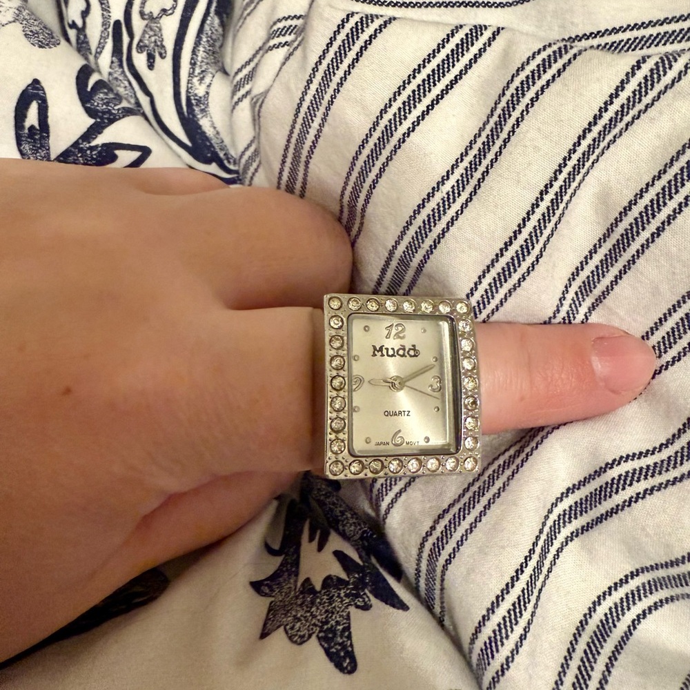 Silver Square Quartz Ring Watch from Mudd